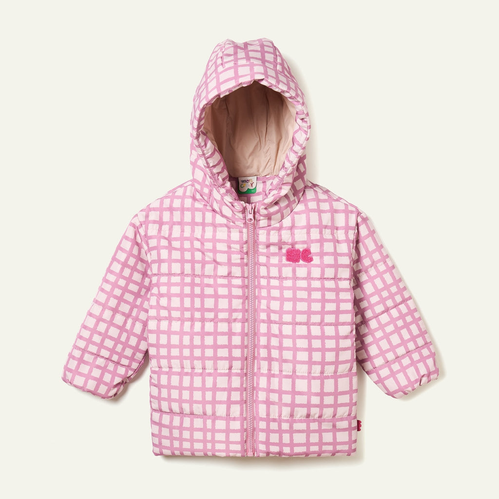 Pink Grid Puffer Jackets La Vie Bien Pink Grid Puffer
