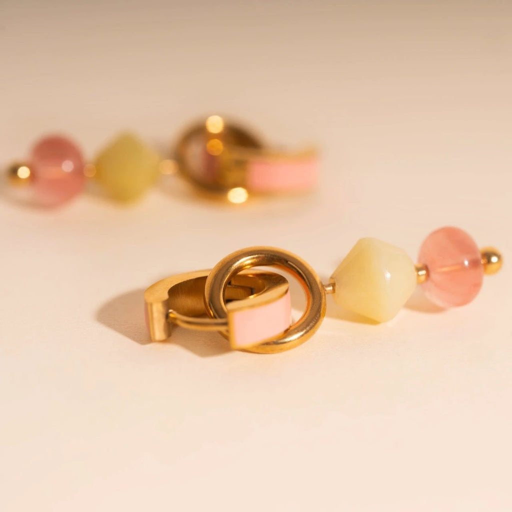Pink Lemonade Huggie Hoop Charms by Oh Clementine