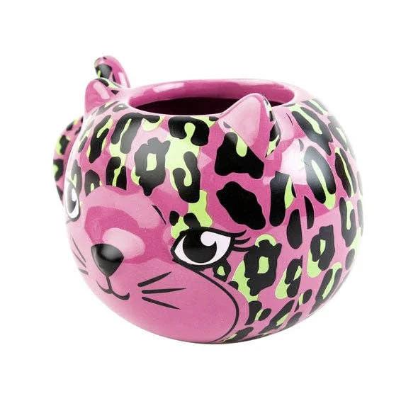 Pink Leopard Cat Mug | Cute Ceramic Coffee Tea Cup | Gift for Her by The Bullish Store