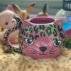 Pink Leopard Cat Mug | Cute Ceramic Coffee Tea Cup | Gift for Her by The Bullish Store