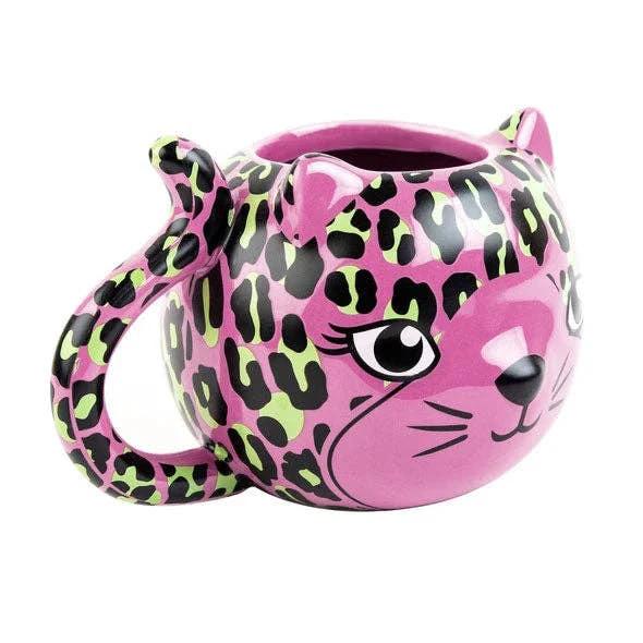 Pink Leopard Cat Mug | Cute Ceramic Coffee Tea Cup | Gift for Her by The Bullish Store