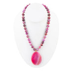Pink Magenta Dreams Agate Slab Pendant Necklace by Barse Jewelry