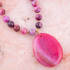 Pink Magenta Dreams Agate Slab Pendant Necklace by Barse Jewelry