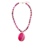 Pink Magenta Dreams Agate Slab Pendant Necklace by Barse Jewelry