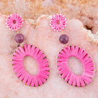 Pink Magenta Dreams Round Golden Earrings by Barse Jewelry