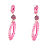 Pink Magenta Dreams Round Golden Earrings by Barse Jewelry