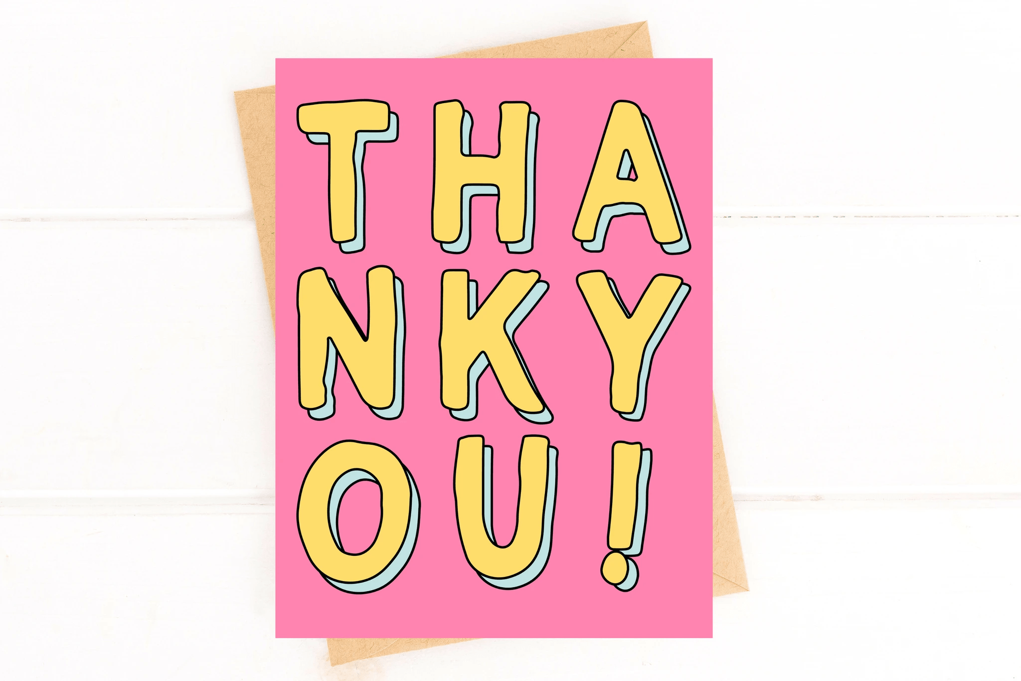 Pink Modern Thank You Card by Five Dot Post