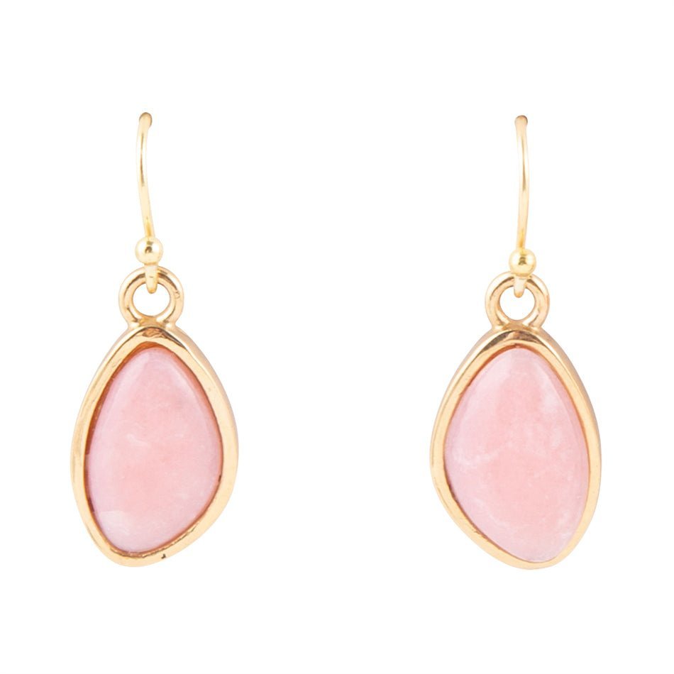 Pink Opal Golden Drop Earrings Earrings La Vie Bien Pink Opal Golden Drop Earrings