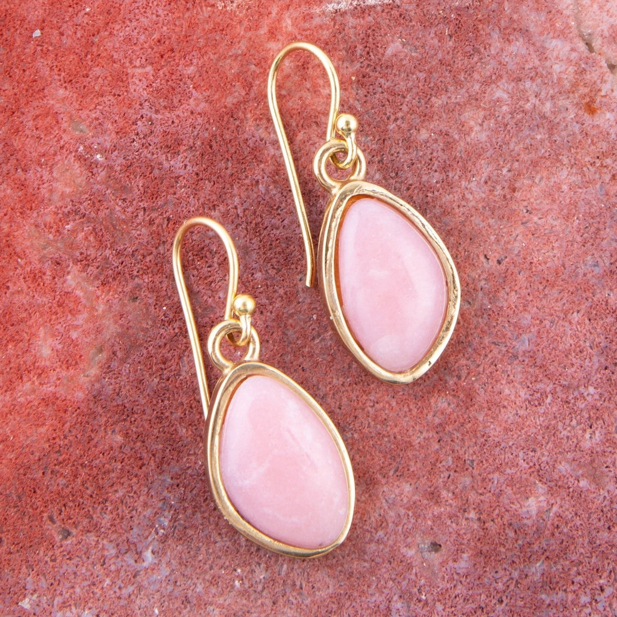 Pink Opal Golden Drop Earrings Earrings La Vie Bien Pink Opal Golden Drop Earrings