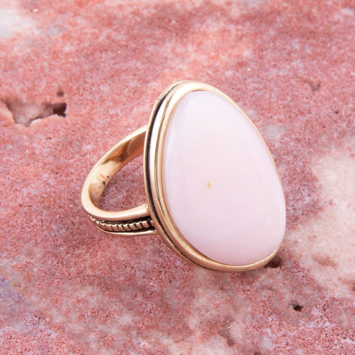 Pink Opal Golden Statement Ring Rings La Vie Bien Pink Opal Golden Statement Ring