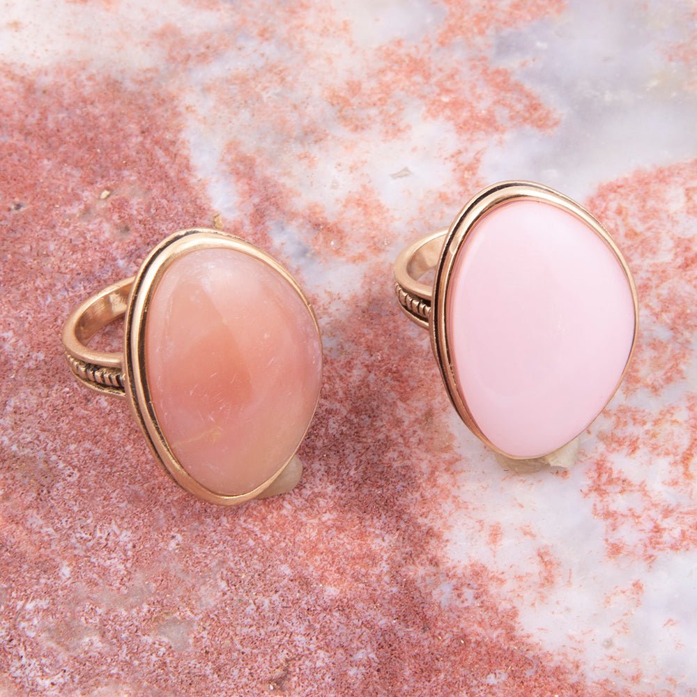 Pink Opal Golden Statement Ring Rings La Vie Bien Pink Opal Golden Statement Ring