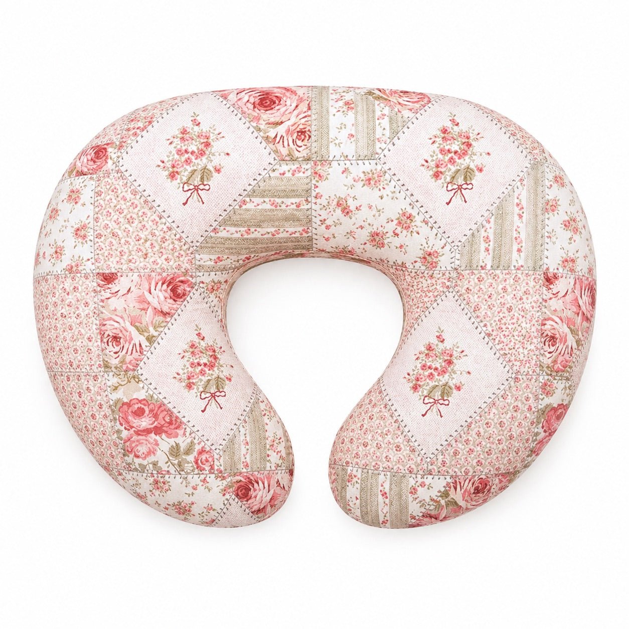 Pink Patchwork Ruffle Nursing Pillow Cover La Vie Bien Pink Patchwork Ruffle Nursing Pillow Cover