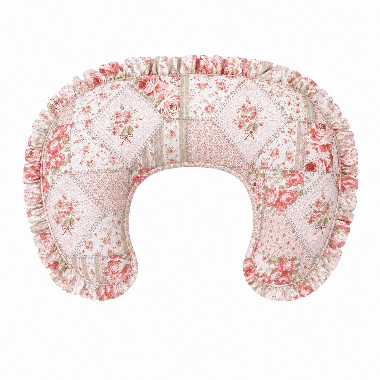 Pink Patchwork Ruffle Nursing Pillow Cover La Vie Bien Pink Patchwork Ruffle Nursing Pillow Cover
