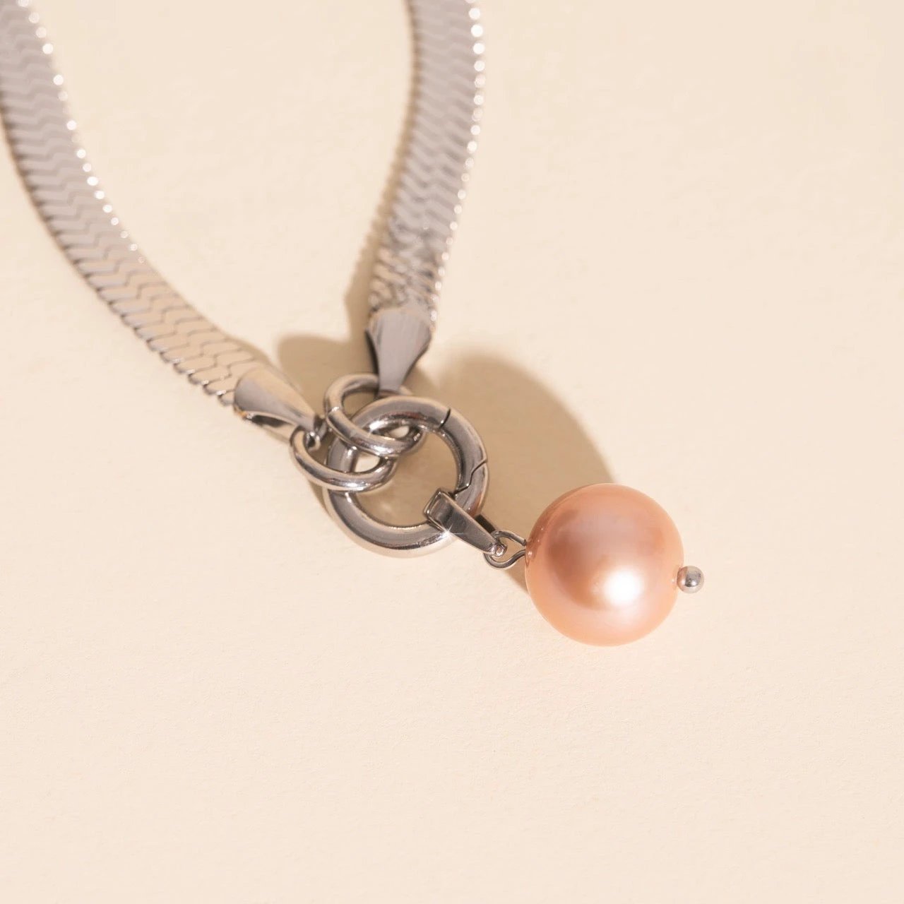 Pink Pearl Necklace Charm by Oh Clementine