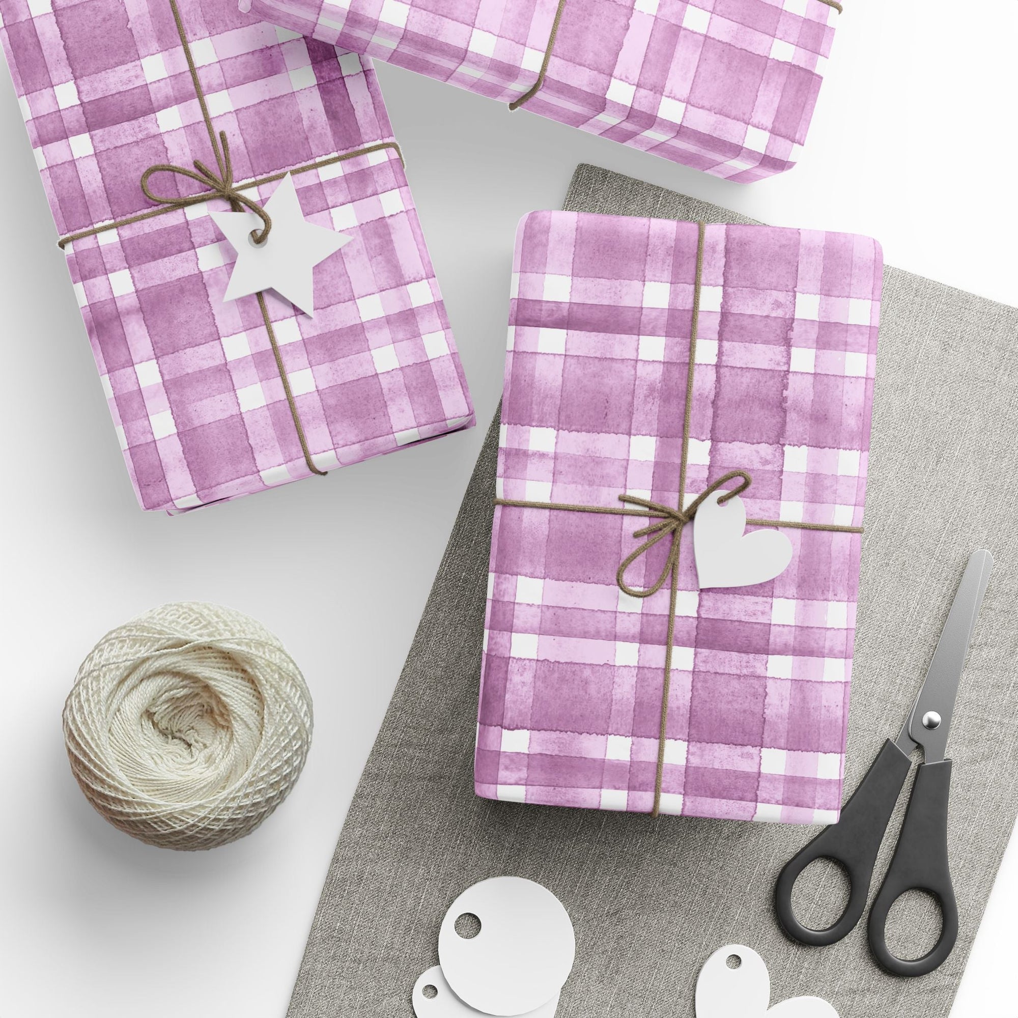 Pink Plaid Wrapping Paper, Gift Wrap for Birthdays, Holidays, Housewarming, Baby Showers, Special Occasions