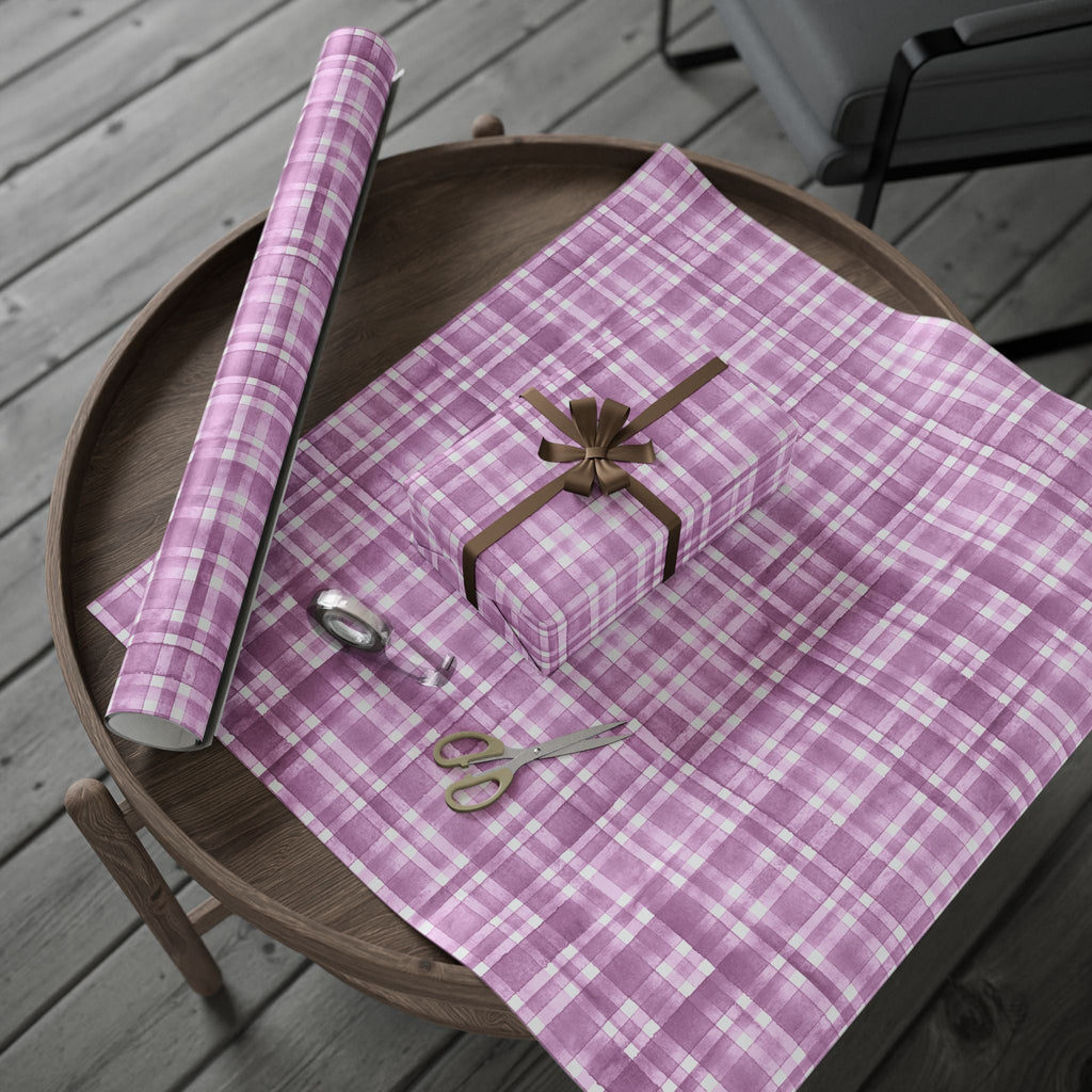 Pink Plaid Wrapping Paper, Gift Wrap for Birthdays, Holidays, Housewarming, Baby Showers, Special Occasions