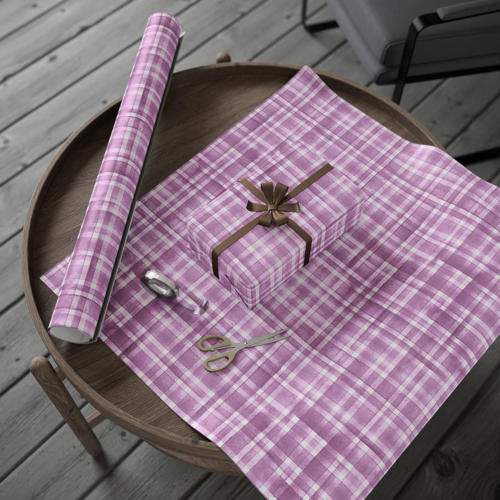 Pink Plaid Wrapping Paper, Gift Wrap for Birthdays, Holidays, Housewarming, Baby Showers, Special Occasions