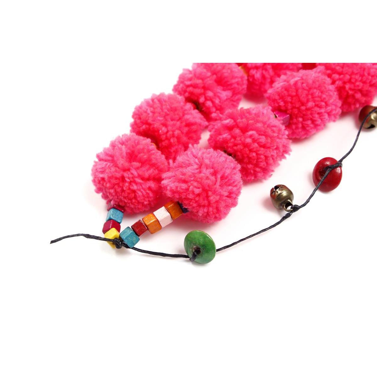 Pink Pom Pom Tie Zipper Pull | Handmade Bag Charm with Ethical Origin – Thailand Accessories La Vie Bien Pink Pom Pom Tie Zipper Pull | Handmade Bag Charm with Ethical Origin – Thailand