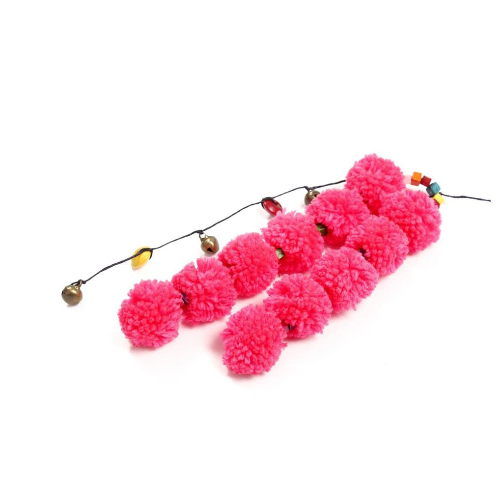 Pink Pom Pom Tie Zipper Pull | Handmade Bag Charm with Ethical Origin – Thailand Accessories La Vie Bien Pink Pom Pom Tie Zipper Pull | Handmade Bag Charm with Ethical Origin – Thailand