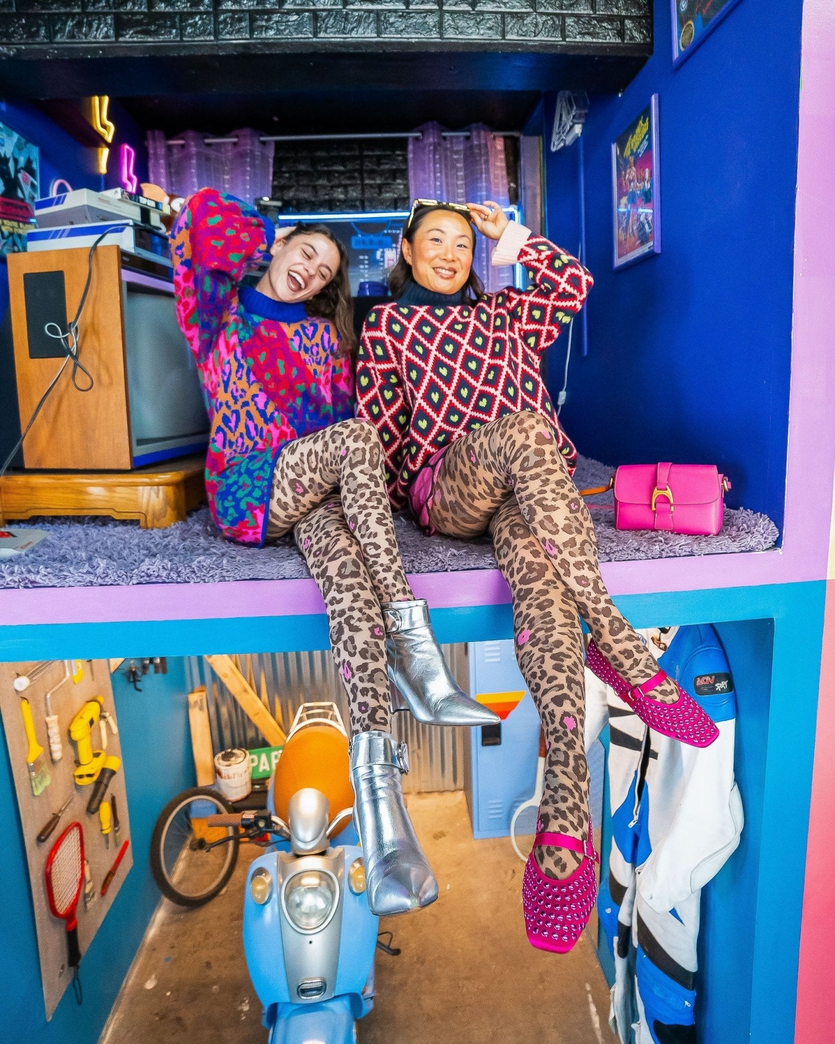 Pink Pop Leopard Print Sheer Tights