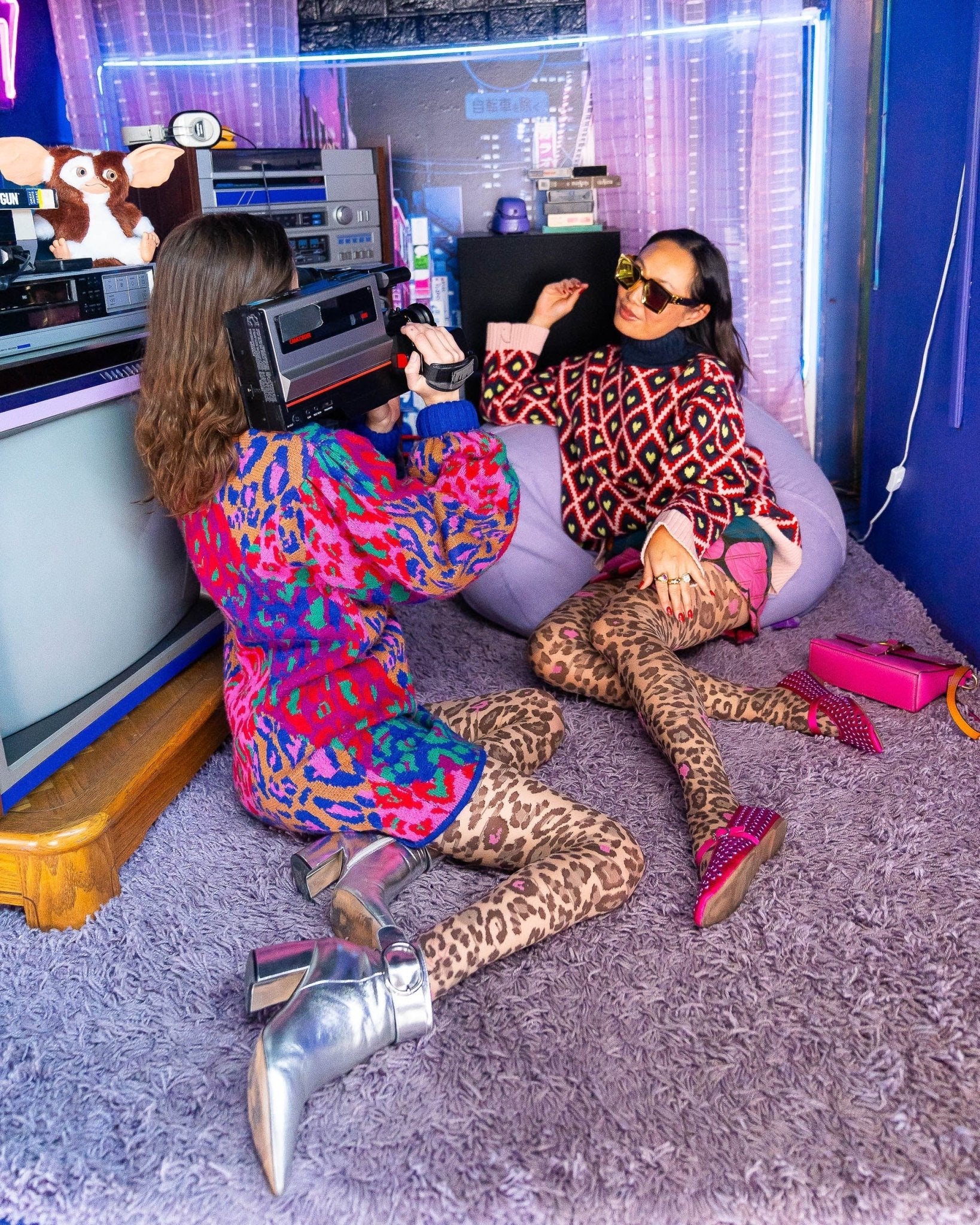 Pink Pop Leopard Print Sheer Tights