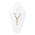 Pink Rhodonite and White Pearl Golden Butterflies Y Necklace Necklaces La Vie Bien Pink Rhodonite and White Pearl Golden Butterflies Y Necklace