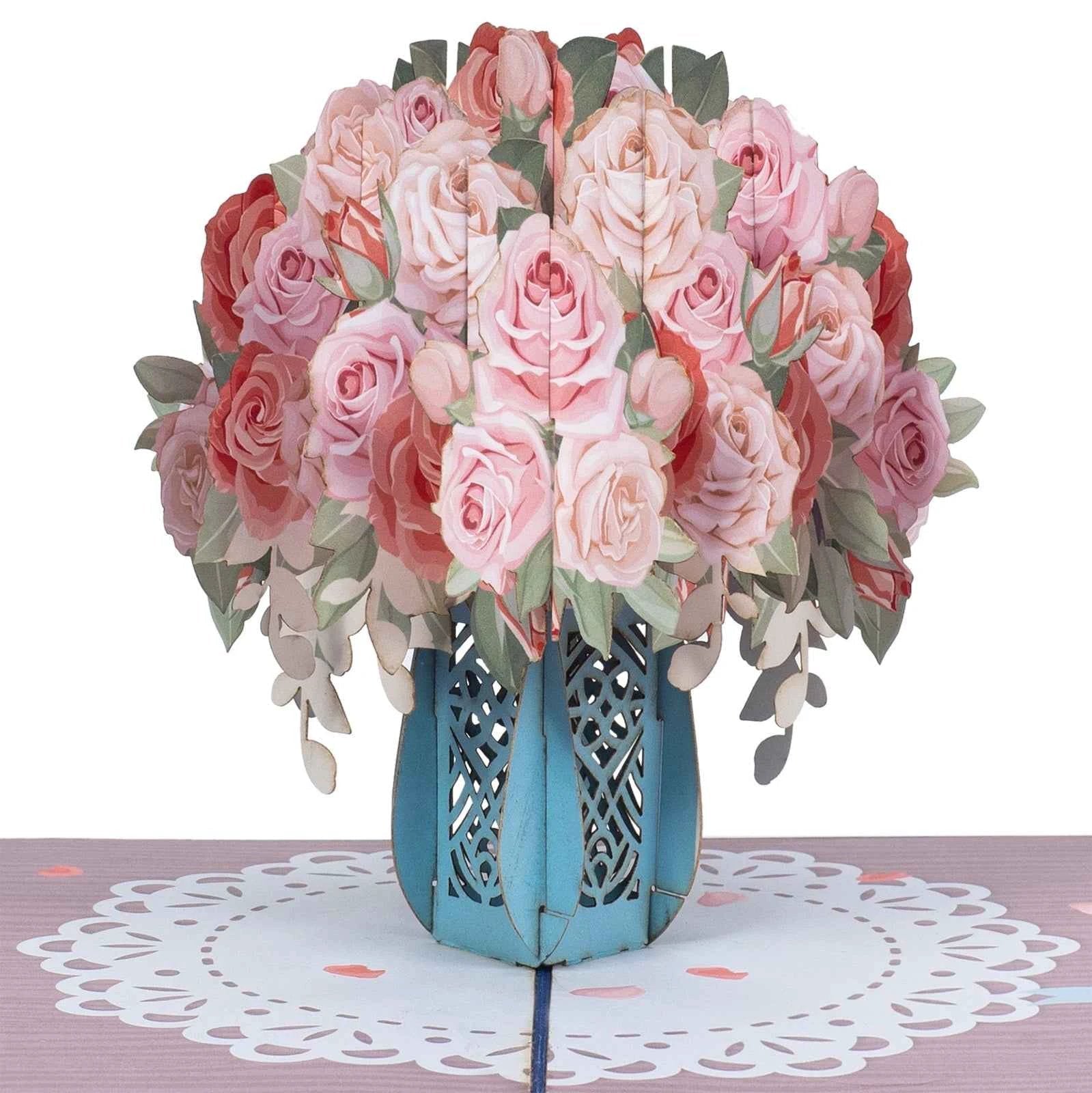 Pink Roses Pop Up Card by Paper Love