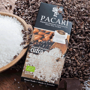 Pink Sea Salt and Nibs Organic Chocolate Bar