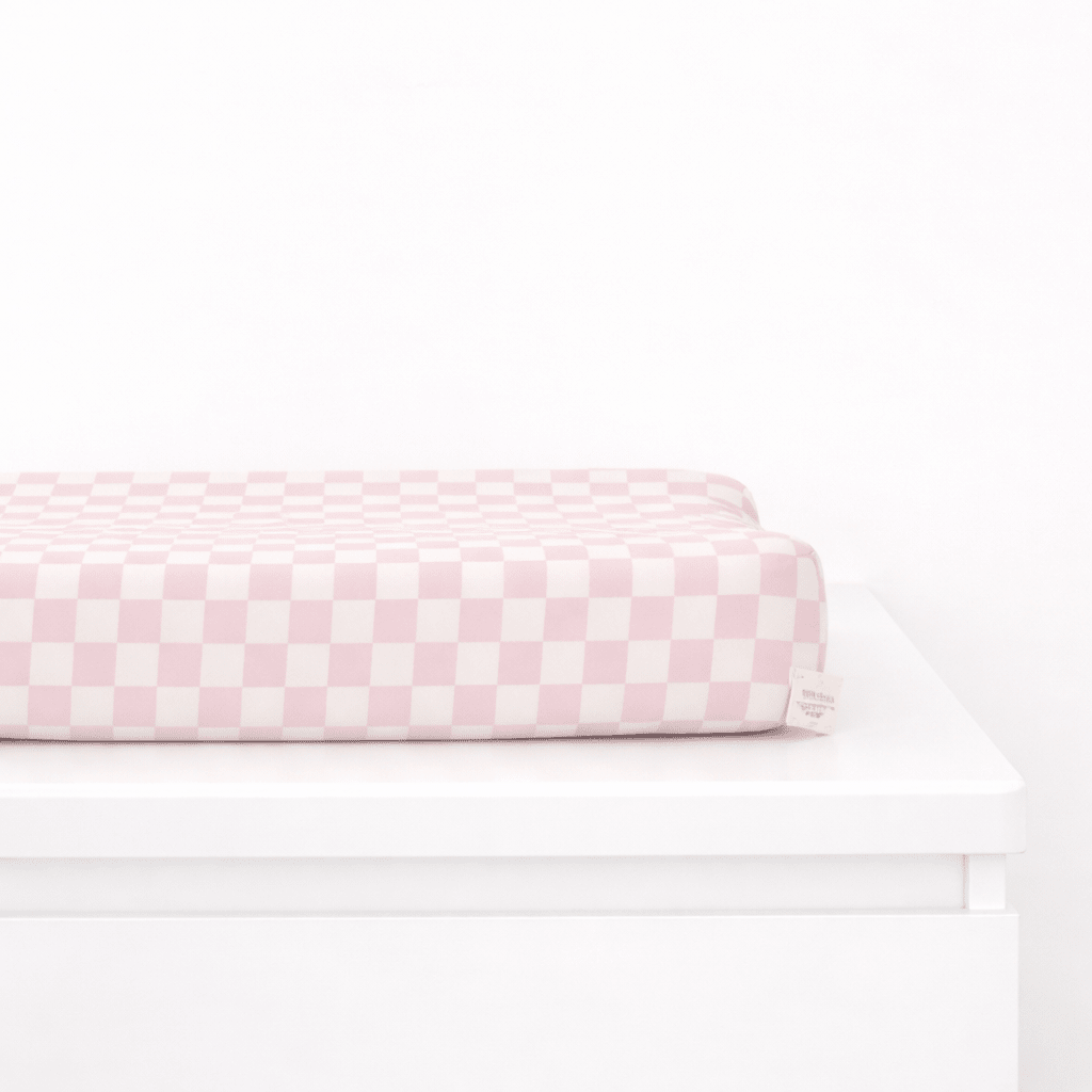 Pink Sugar Checkered Changing Pad Cover La Vie Bien Pink Sugar Checkered Changing Pad Cover