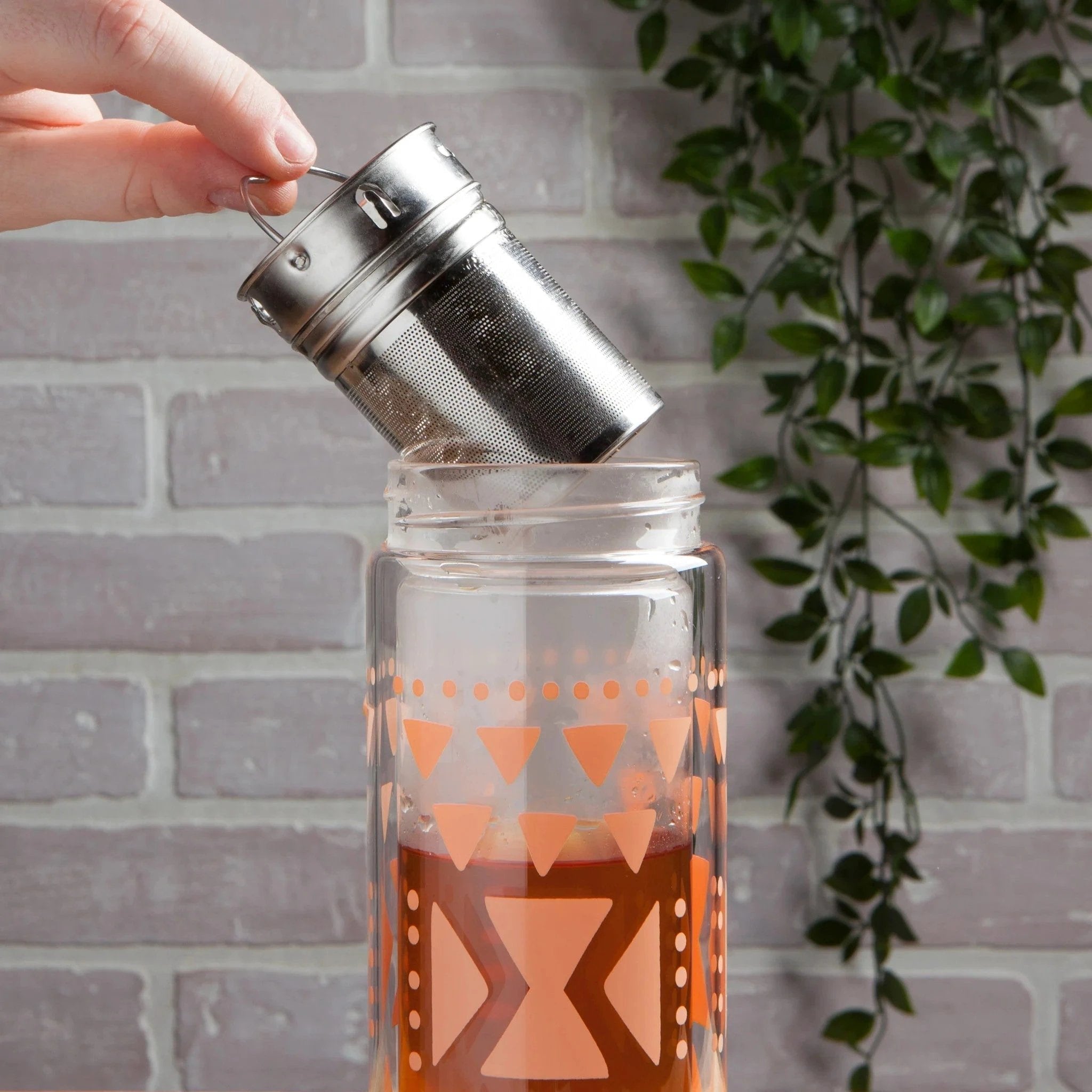 Pink Sustain Double Glass Tea Infuser Bottle | Loose Leaf Tea Holder Steeper Strainer Filter by The Bullish Store