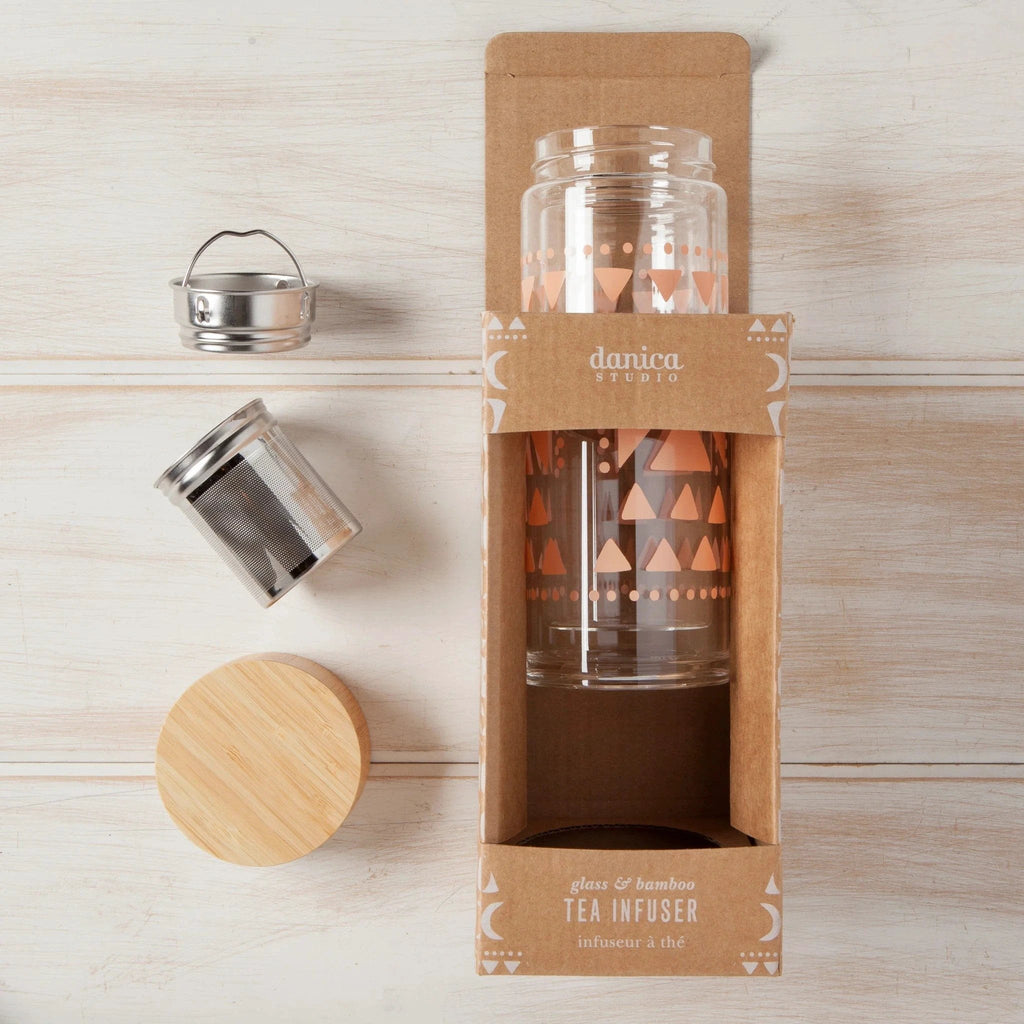 Pink Sustain Double Glass Tea Infuser Bottle | Loose Leaf Tea Holder Steeper Strainer Filter by The Bullish Store