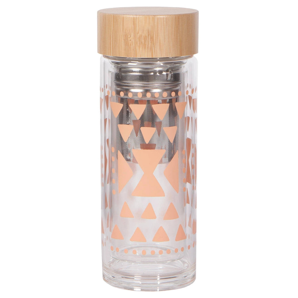 Pink Sustain Double Glass Tea Infuser Bottle | Loose Leaf Tea Holder Steeper Strainer Filter by The Bullish Store