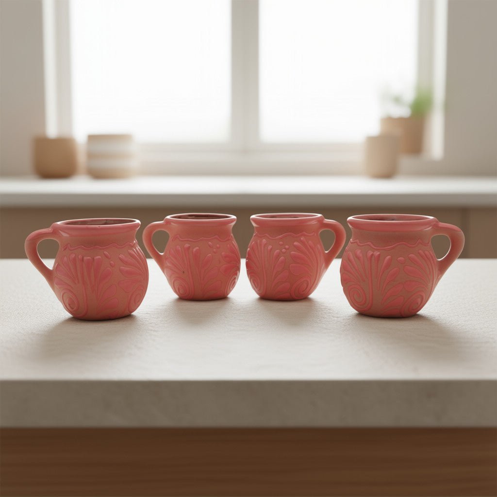 Pink Talavera Mug | Authentic Handmade Mexican Clay Jarrito Talavera Mug La Vie Bien Pink Talavera Mug | Authentic Handmade Mexican Clay Jarrito