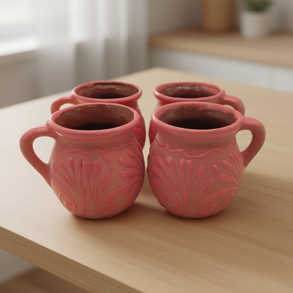 Pink Talavera Mug | Authentic Handmade Mexican Clay Jarrito Talavera Mug La Vie Bien Pink Talavera Mug | Authentic Handmade Mexican Clay Jarrito
