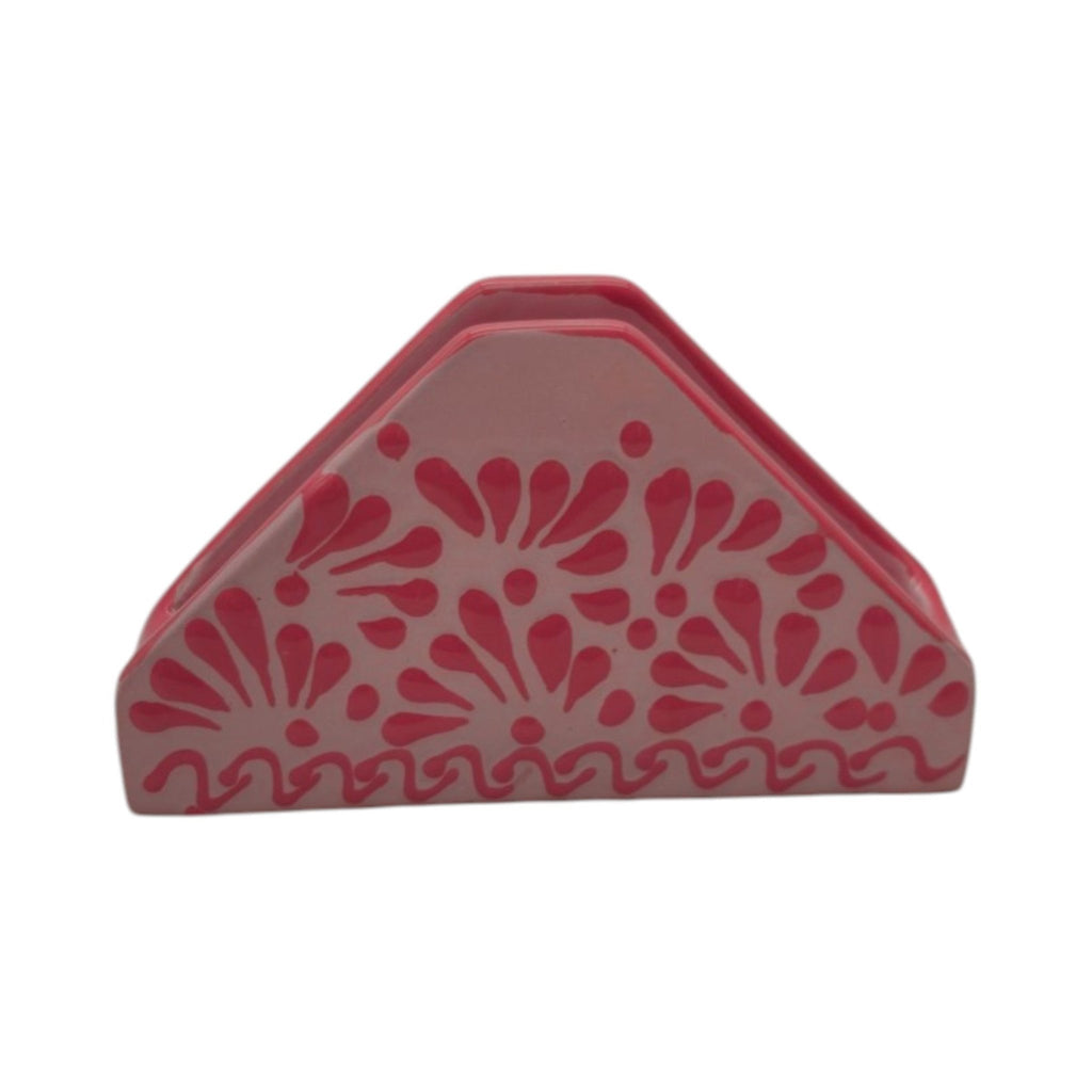 Pink Talavera Napkin Holder | Floral Glazed Design Talavera Napkin Holder La Vie Bien Pink Talavera Napkin Holder | Floral Glazed Design