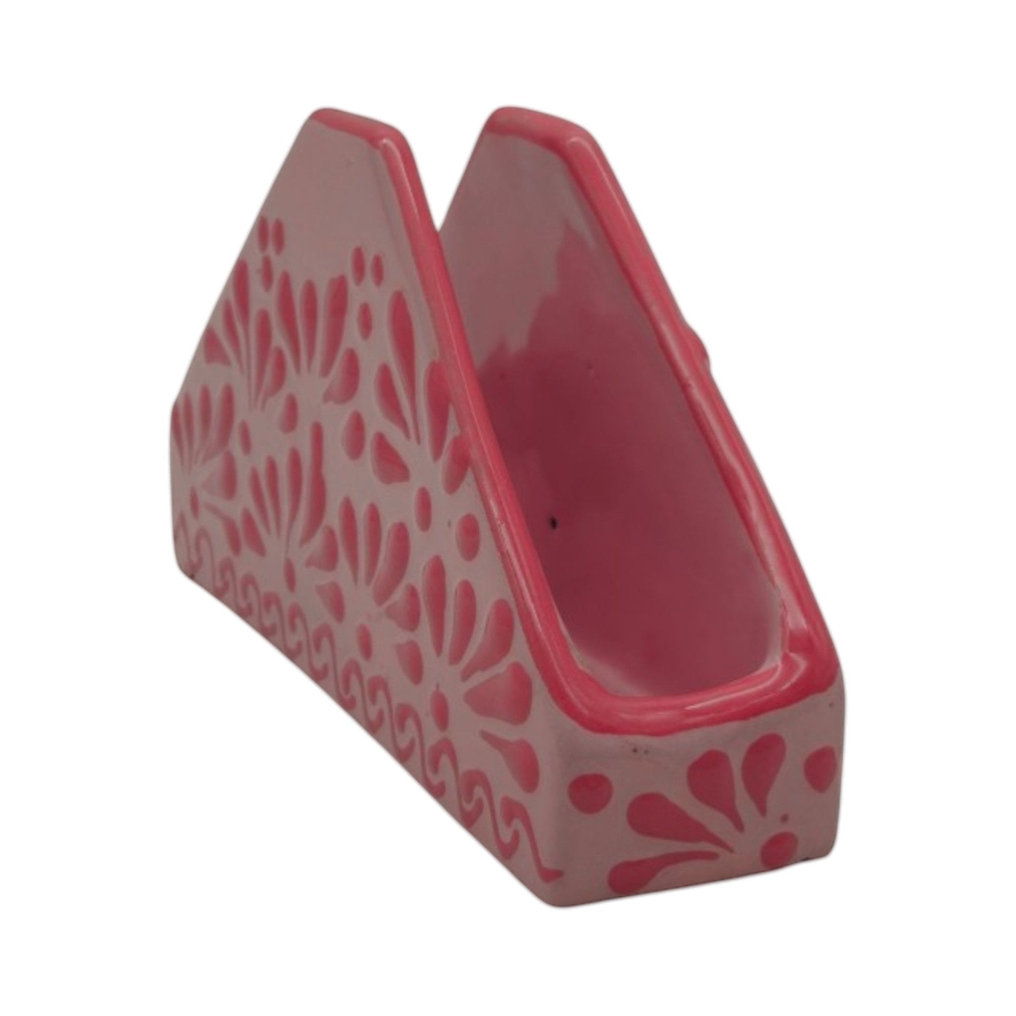 Pink Talavera Napkin Holder | Floral Glazed Design Talavera Napkin Holder La Vie Bien Pink Talavera Napkin Holder | Floral Glazed Design
