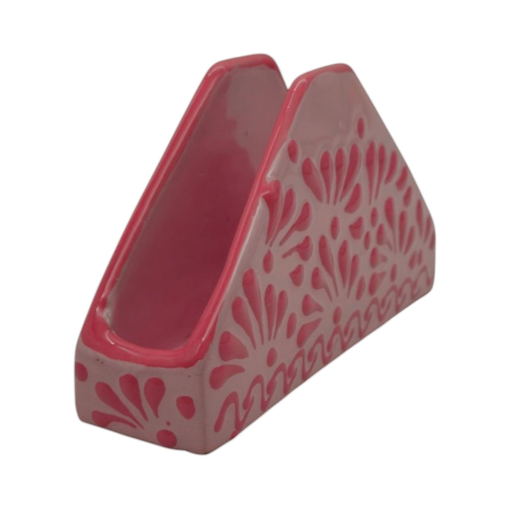 Pink Talavera Napkin Holder | Floral Glazed Design Talavera Napkin Holder La Vie Bien Pink Talavera Napkin Holder | Floral Glazed Design