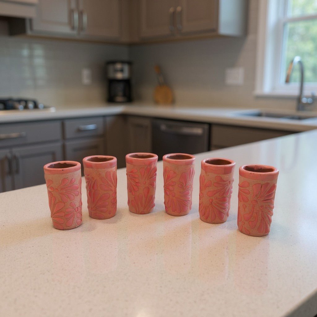 Pink Talavera Shot Glass | Handmade Ceramic Favor Mexican Shot Glass La Vie Bien Pink Talavera Shot Glass | Handmade Ceramic Favor