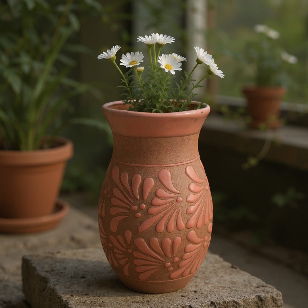 Pink Talavera Vase | Handmade Floral Pottery Talavera Planter La Vie Bien Pink Talavera Vase | Handmade Floral Pottery