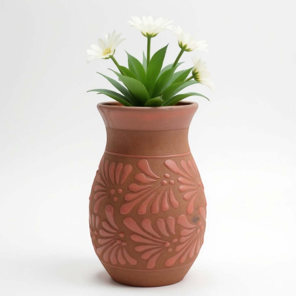 Pink Talavera Vase | Handmade Floral Pottery Talavera Planter La Vie Bien Pink Talavera Vase | Handmade Floral Pottery