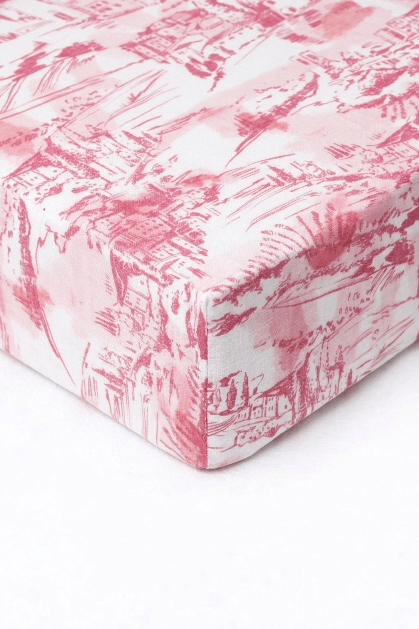 Pink Toile Crib Sheet La Vie Bien Pink Toile Crib Sheet