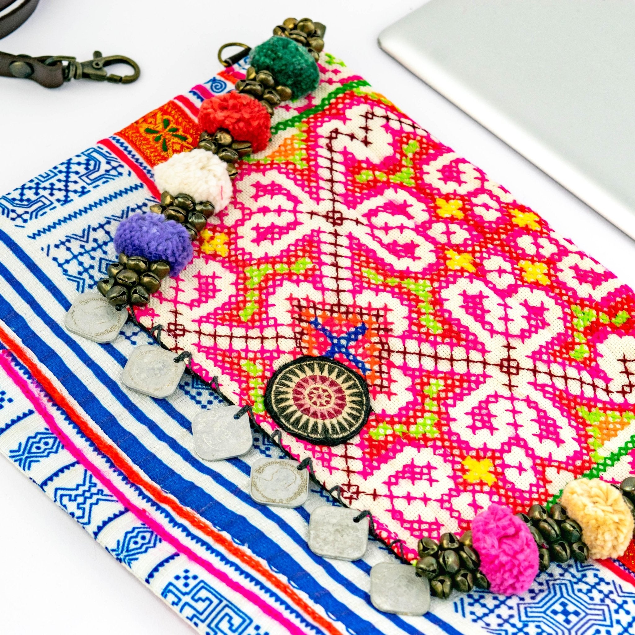 Pink Vintage Hmong Convertible Envelope Clutch | Purse - Thailand Bags La Vie Bien Pink Vintage Hmong Convertible Envelope Clutch | Purse - Thailand