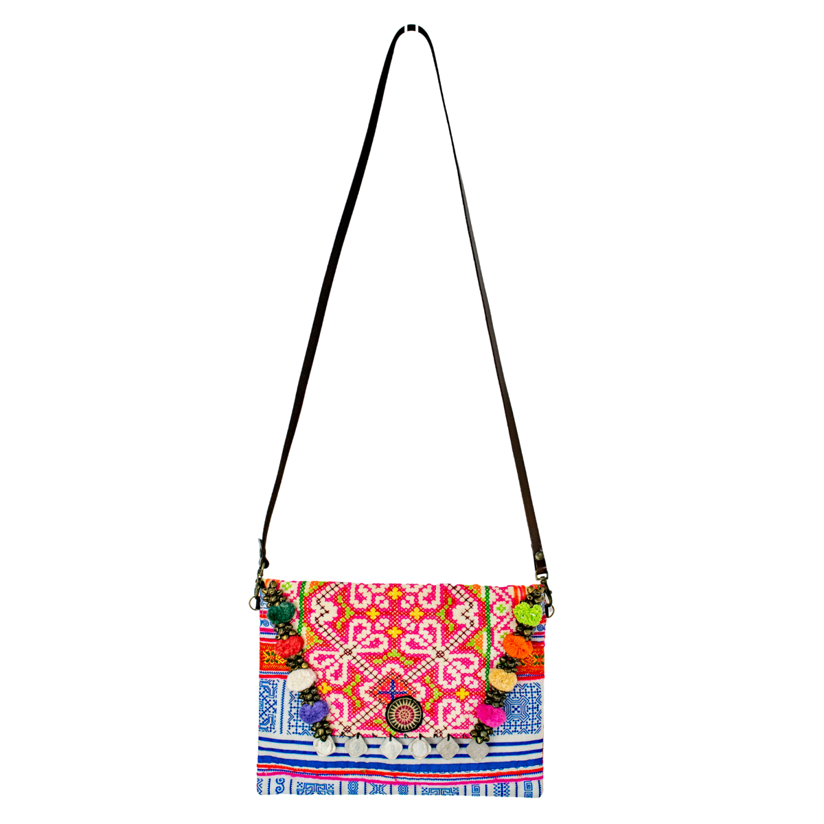 Pink Vintage Hmong Convertible Envelope Clutch | Purse - Thailand Bags La Vie Bien Pink Vintage Hmong Convertible Envelope Clutch | Purse - Thailand
