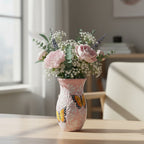 Pink & White Talavera Vase | Monarch Butterfly Motif Talavera Planter La Vie Bien Pink & White Talavera Vase | Monarch Butterfly Motif