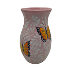 Pink & White Talavera Vase | Monarch Butterfly Motif Talavera Planter La Vie Bien Pink & White Talavera Vase | Monarch Butterfly Motif