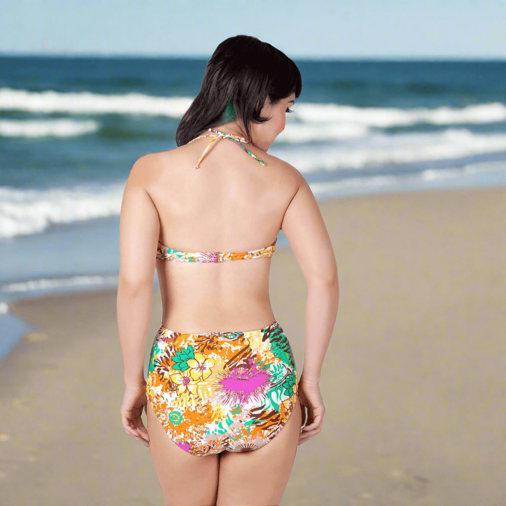 Pinup 1950s Natalia High - Waisted Bikini | Vintage Floral Two - Piece Swimwear [Sizes XS - XL]