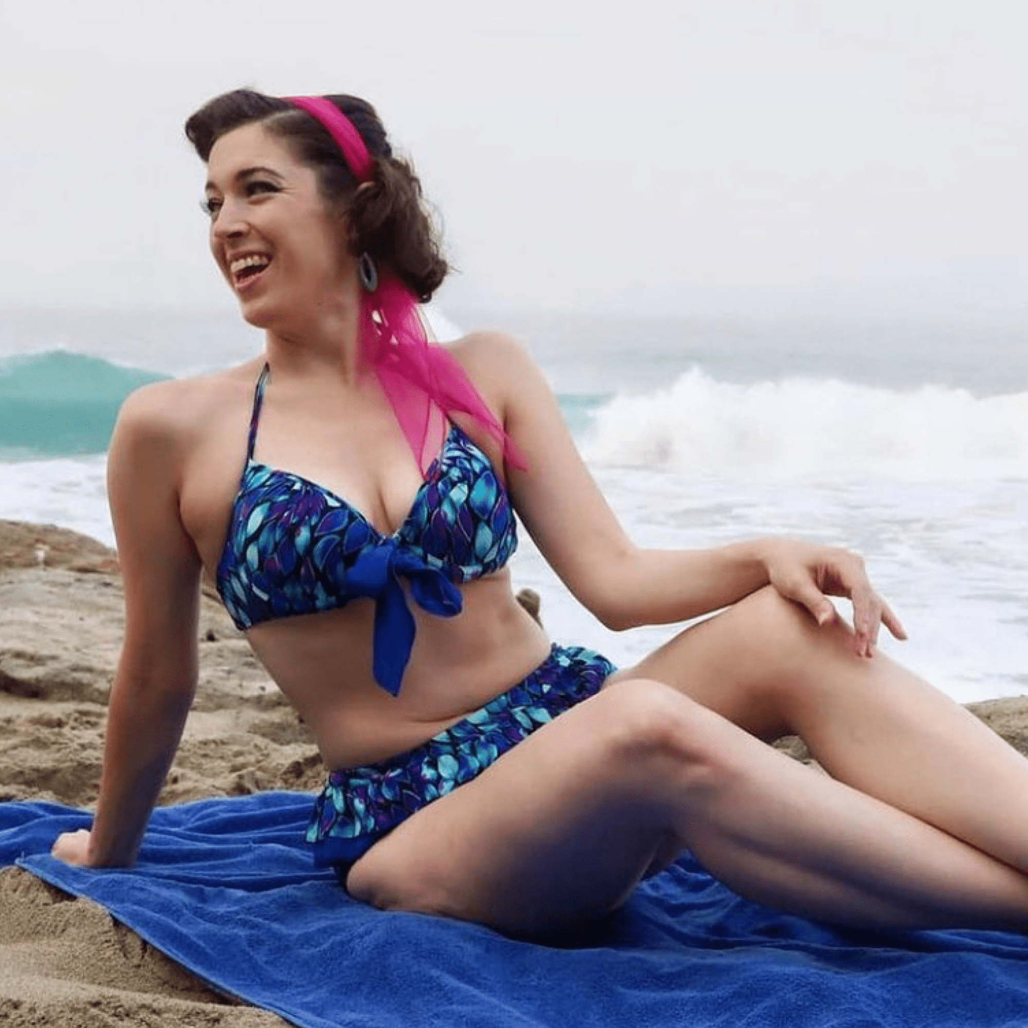 Pinup 1950s Peacock Perfection Bikini Set | Retro Two - Piece Low Waist Swimwear