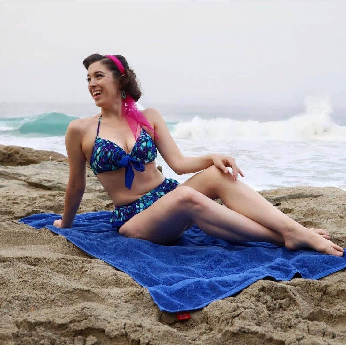Pinup 1950s Peacock Perfection Bikini Set | Retro Two - Piece Low Waist Swimwear