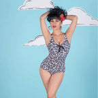 Pinup 1950s Snow Leopard One Piece Swimsuit by The Bullish Store