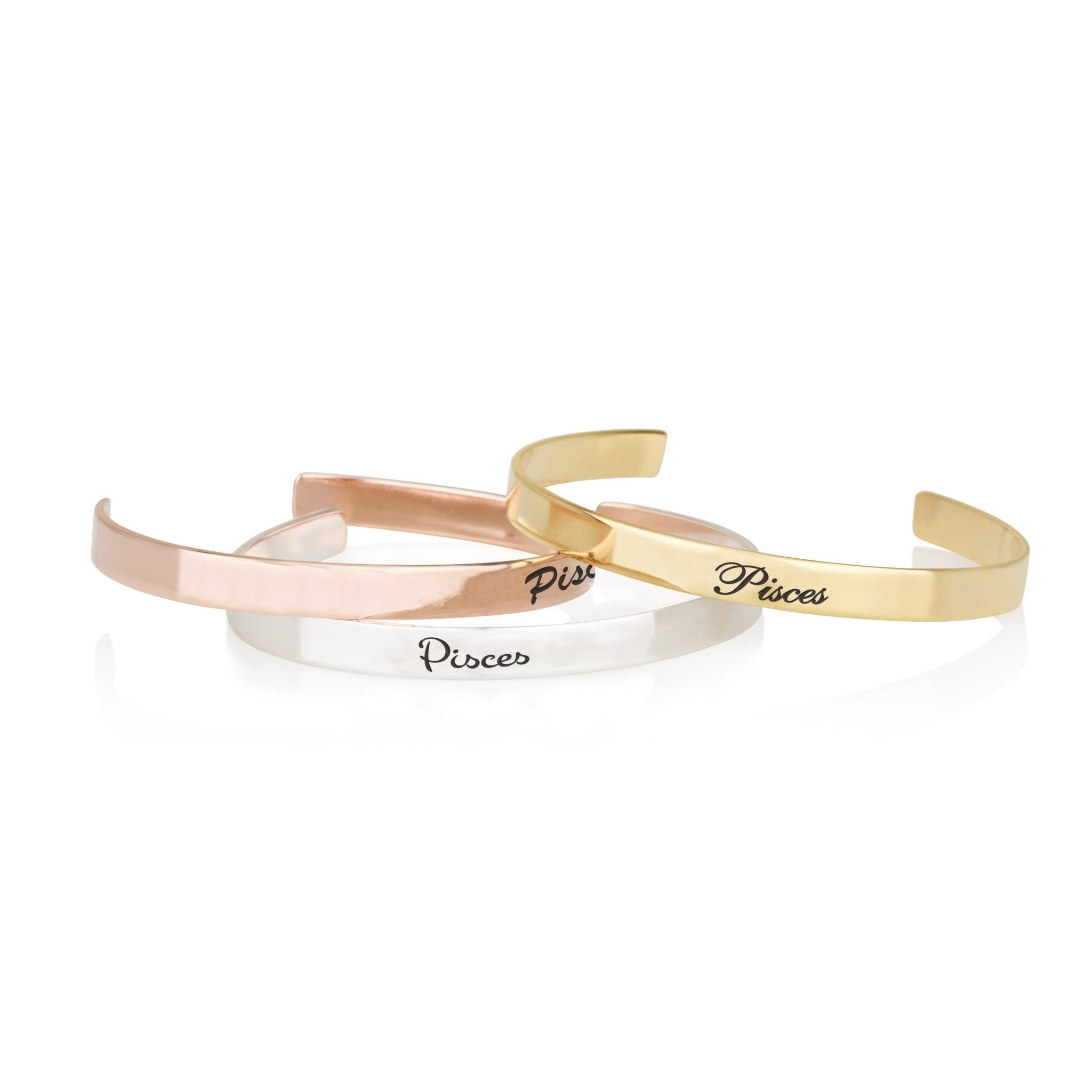 Pisces Engraved Cuff Bracelet La Vie Bien Pisces Engraved Cuff Bracelet